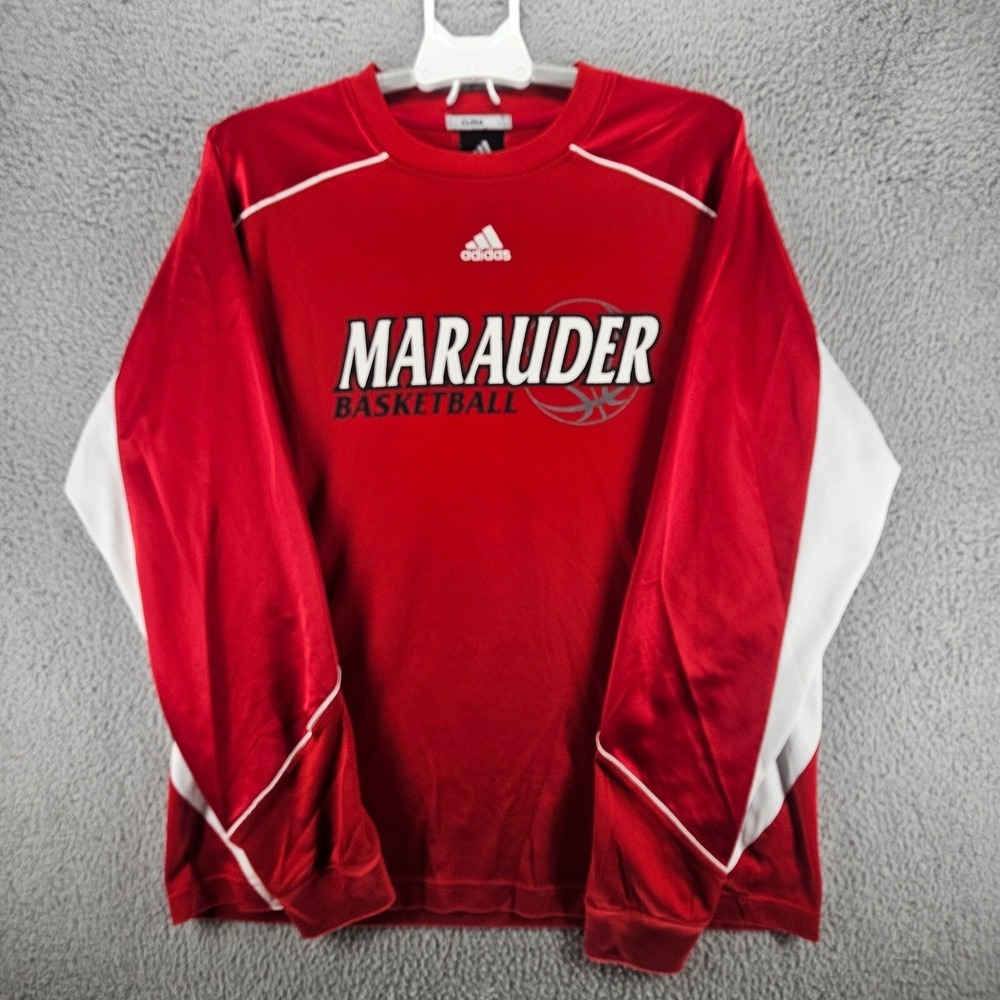 Adidas Marauder Basketball Shirt Mens Large Red Climalite Long Sleeve Shooting
